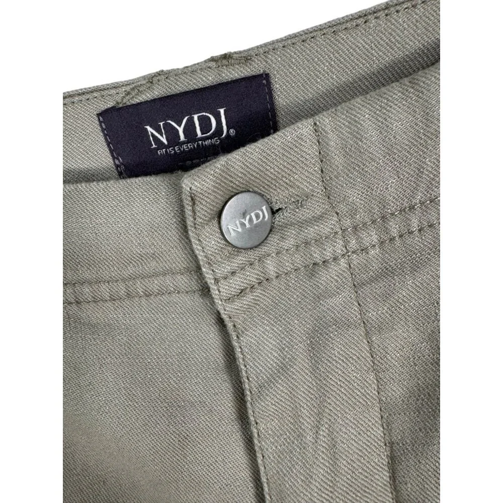 NYDJj Crop Wide Leg 90s Linen Blend Trouser Pants Mid-Rise Lift Tuck Sand‎ sz 8 - Picture 5 of 13